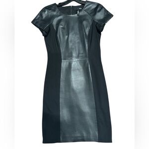 Aqua Black Leather Panel Dress M